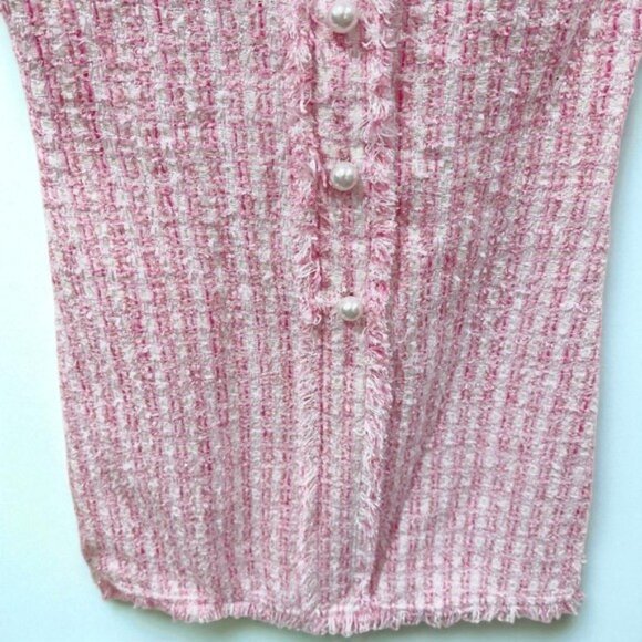 NWT J.ING Jing Pink Tweed Sleeveless Mini Dress - Picture 12 of 12